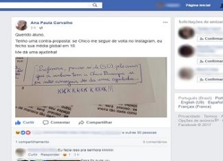 Aluno pede nota e professora promete 10 se Chico Buarque a seguir no Instagram