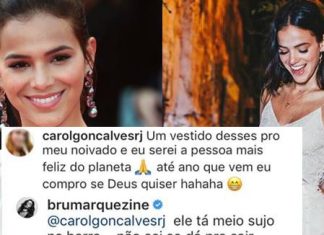 Seguidora comenta que quer vestido de Bruna Marquezine e ela dá a melhor resposta